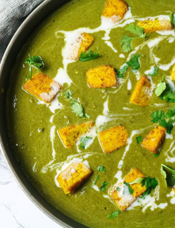 Spinach Gravy with Curried Tofu